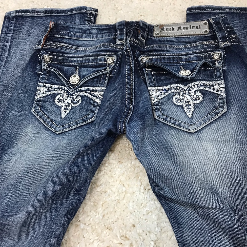 Boot Cut Medium Wash Rhinestone Rock Revival Jeans